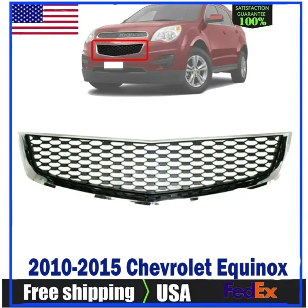 Front Bumper Lower Grille Chrome Shell & Insert For 2010-2015 Chevrolet Equinox.