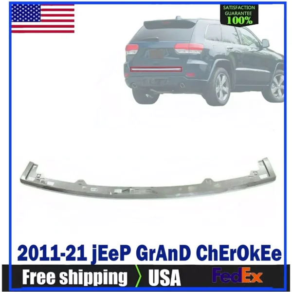 Rear Bumper Face Bar Chrome Trim Molding Step Pad For 11-21 Jeep Grand Cherokee.