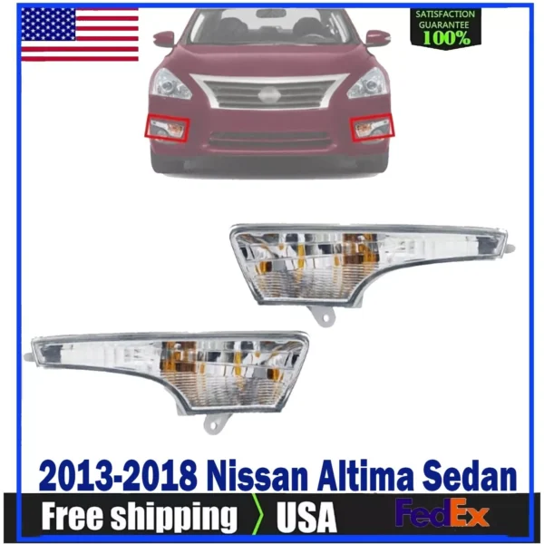 Front Signal Lights Assembly Left & Right Side For 2013-18 Nissan Altima Sedan.