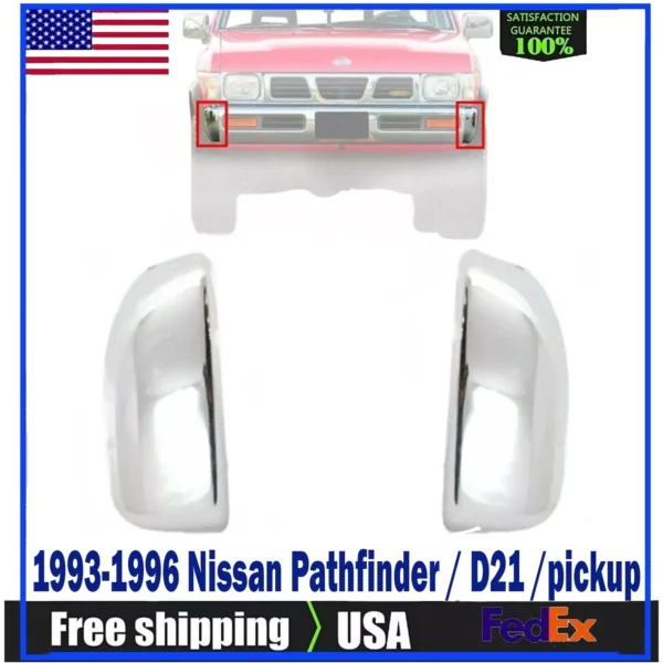 Front Bumper End Caps Chrome Steel For 1993-96 Nissan Pathfinder / D21 /pickup.