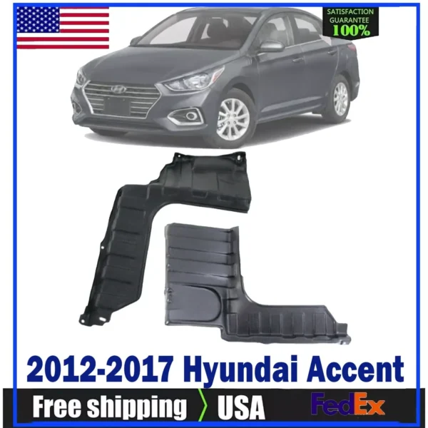 Engine Splash Shield Under Cover Right & Left Side For 2012-2017 Hyundai Accent.