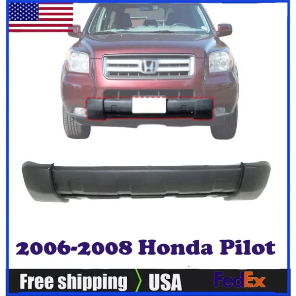 Front Bumper Cover Skid Plate Apron Plastic Textured For 2006-2008 Honda Pilot.