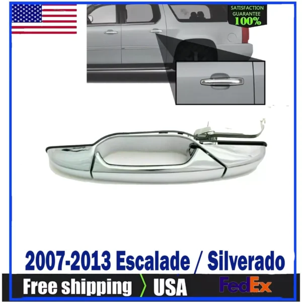 Rear Left Driver Side Chrome Door Handle For 2007-2013 Escalade / Silverado.