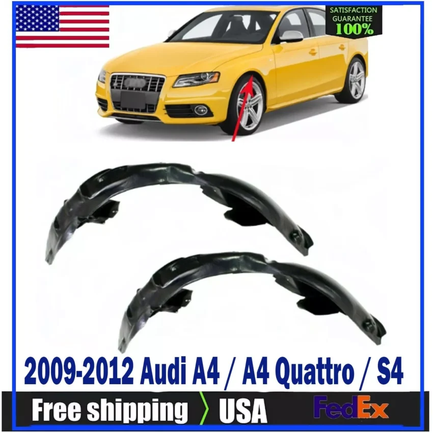 Front Fender Liner Left & Right Side For 2009-2012 Audi A4 / A4 Quattro / S4.