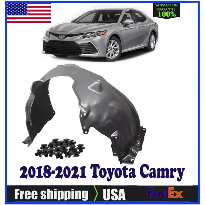 Driver Side Fender Liner w/ Clips For 2018-2021 Toyota Camry L LE XLE TO1248227.