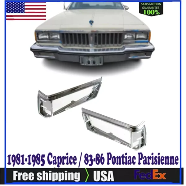 For 1981-85 Chevy Caprice / 83-86 Pontiac Parisienne Headlight Bezel Trim Chrom.